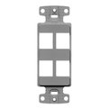 Hubbell 4 Port Decorator Keystone Frame Plate, Gray HU308409